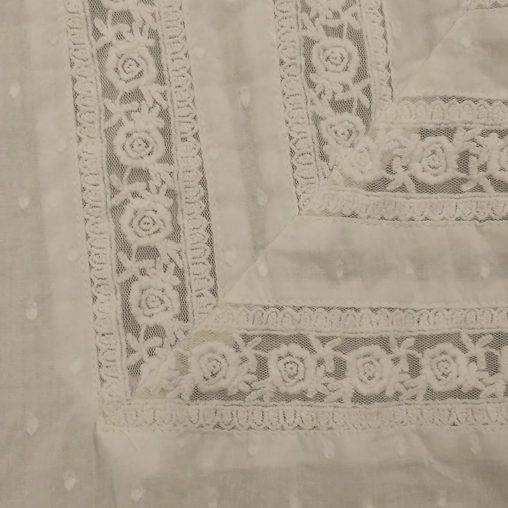Romantic White Cotton Blouse by eze sur mer Lace Puff Sleeve Feminine Bohemian